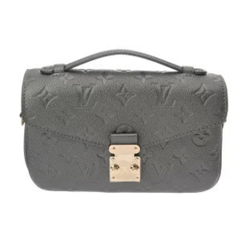Louis Vuitton Monogram Empreinte Pochette Leather Top Handle Bag Gunmetal Black